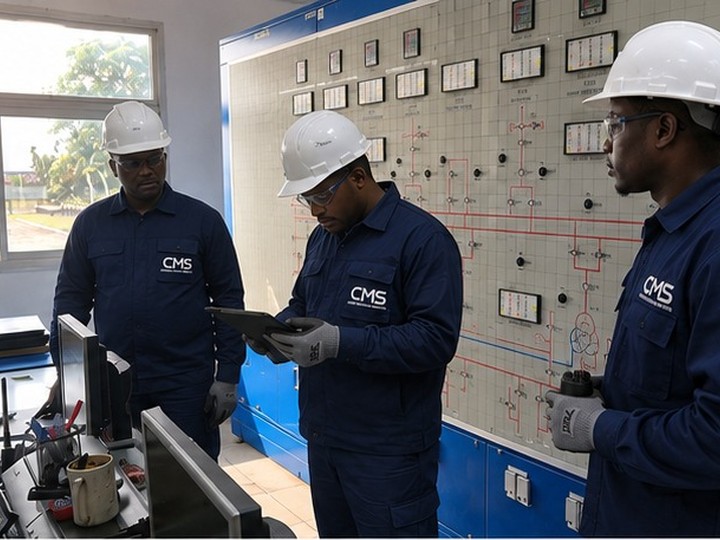 Techniciens CMS intervenant sur un tableau électrique